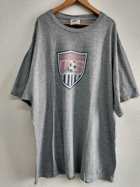 90s NIKE アメリカ製 ナイキ ワールドカップ USナショナルチーム ビッグシルエット 霜降りグレー Ｔシャツ ９０年代 ビンテージ L1164_画像1