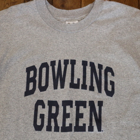 90s USA製 BOWLING GREEN Tシャツ L 肉厚ヘビーボディ グレー ボウリンググリーン州立大学 半袖 カレッジ ロゴ チーム イラスト_画像1