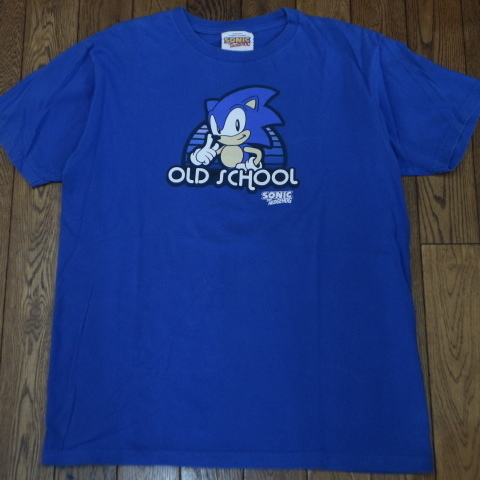 00s SONIC The Hedgehog ソニック Tシャツ L ブルー ヘッジホッグ セガ