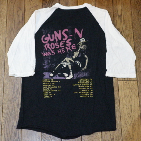 80s USA製 GUNS N' ROSES ラグラン Tシャツ L ガンズアンドローゼス 発禁 レイプジャケット ツアー GN'R バンド ロック ヴィンテージ_画像1