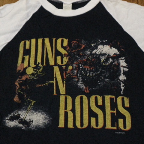 80s USA製 GUNS N' ROSES ラグラン Tシャツ L ガンズアンドローゼス 発禁 レイプジャケット ツアー GN'R バンド ロック ヴィンテージ_画像3