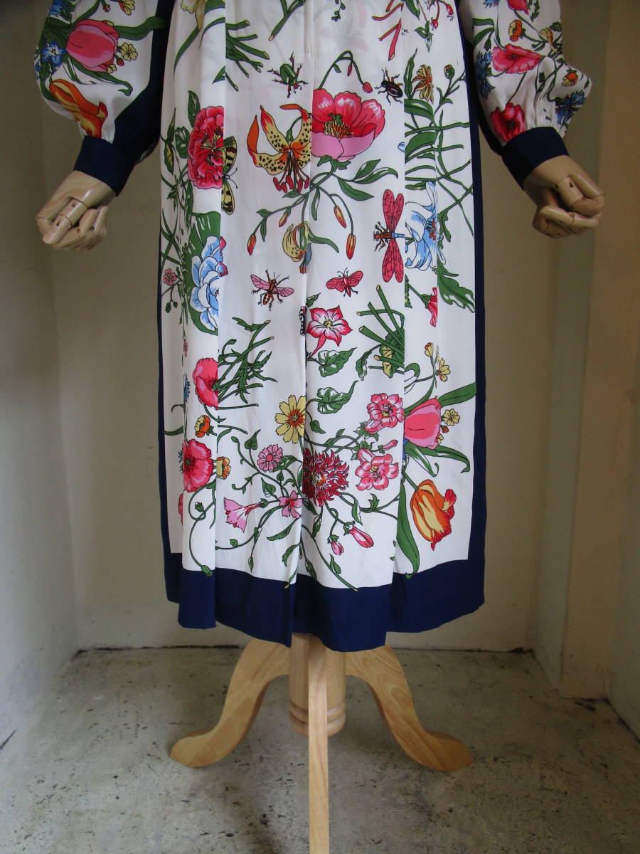 Aucru Com 60s70s80s Vintage ヴィンテージ 花柄 昆虫 蝶々 バタフライ ボタニカル パネルプリント 長袖 ワンピース Used古着 昭和レトロ Aucru Com 60s70s80s Vintage ヴィンテージ 花柄 昆虫 蝶々 バタフライ ボタニカル パネルプリント 長袖 ワンピース Used古着 昭和レトロ