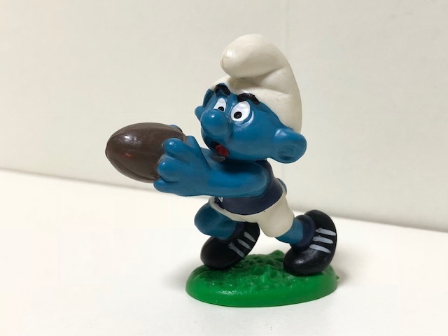  last repeated price cut Smurf PVC figure SMURF Vintage rugby navy blue color shirt V Logo SCHLEICHshulaihiSMURF V6-91-100