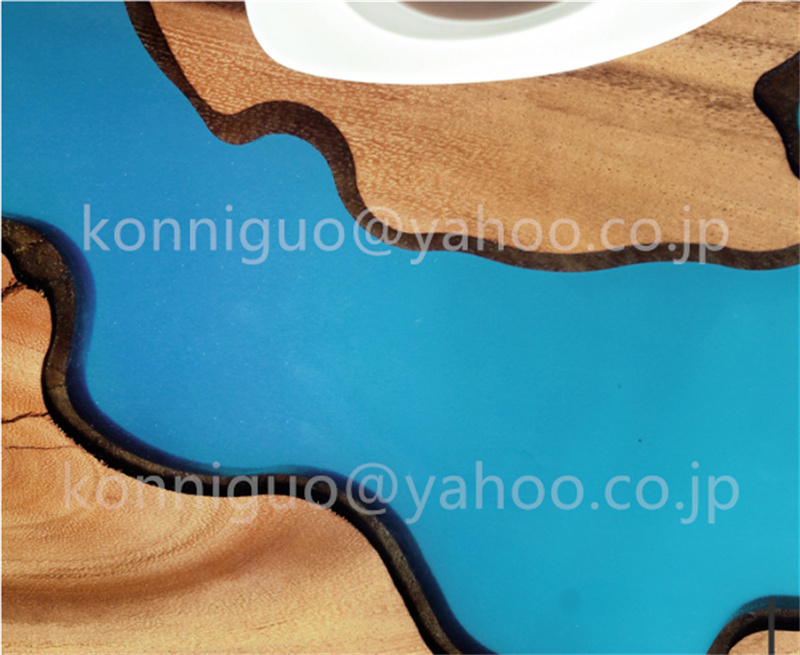 極美品 レジンテーブル 机 リバーテーブル 川の流れ ウッド リバー テーブル 樹脂 くるみの木 一点物 コーヒーテーブルww18_画像2