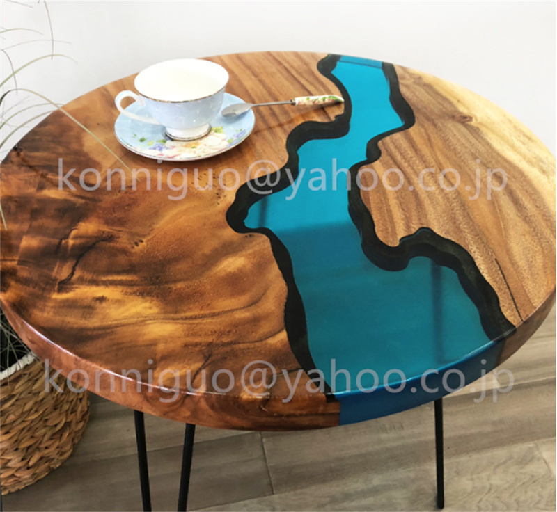 極美品 レジンテーブル 机 リバーテーブル 川の流れ ウッド リバー テーブル 樹脂 くるみの木 一点物 コーヒーテーブルww18_画像3