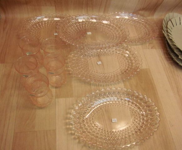 【未使用】昭和レトロ TOYO GLASS 東洋ガラス ハート 皿&コップ 各5個セットの画像1