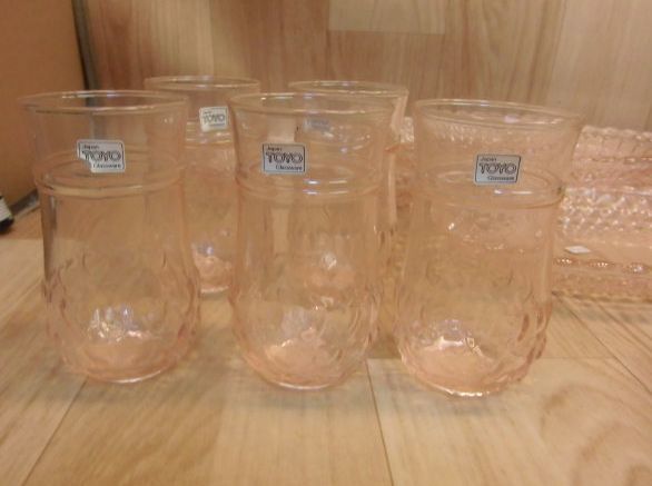 【未使用】昭和レトロ TOYO GLASS 東洋ガラス ハート 皿&コップ 各5個セットの画像6