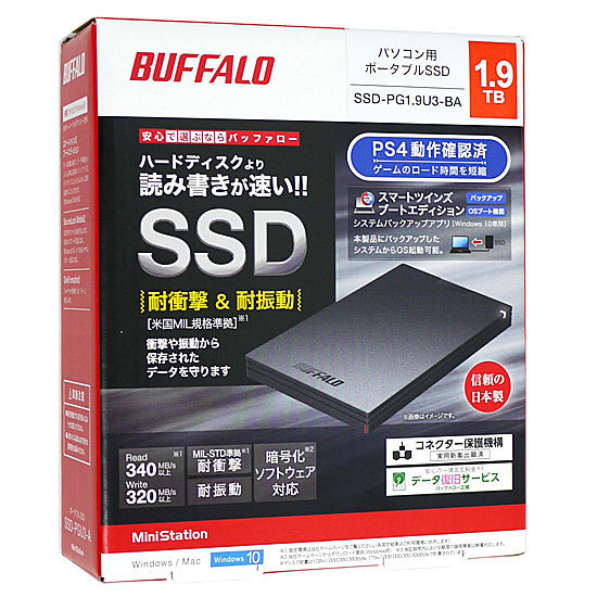 超爆安 BUFFALO社製 外付けポータブル USB3.1Gen1 SSD 1.9TB - www