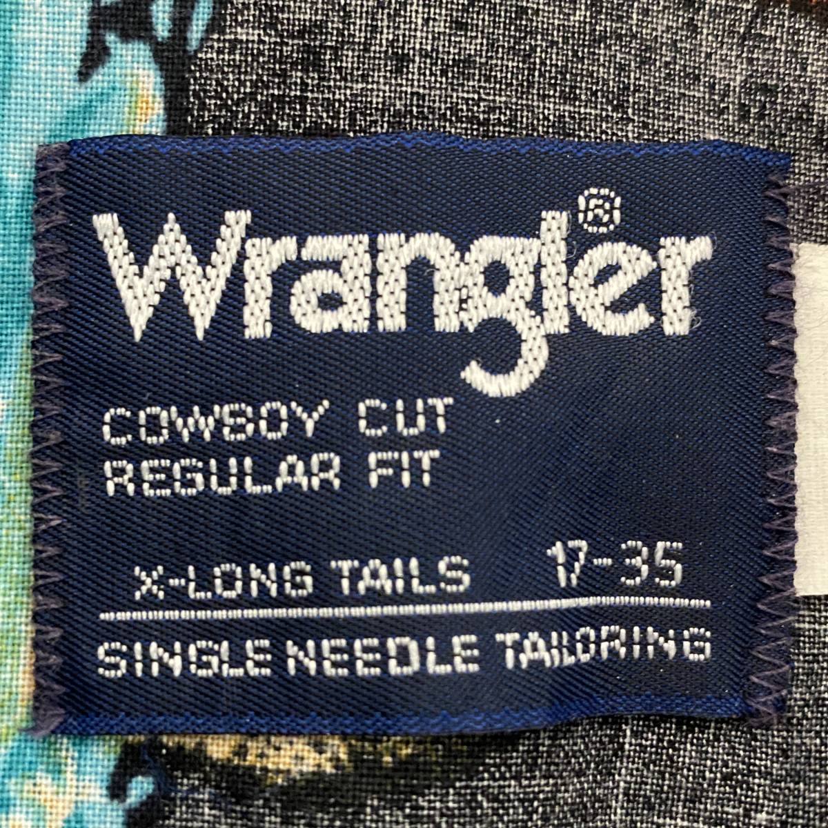 80年代【Wrangler】USA製 ラングラー ヴィンテージ ウエスタンシャツ 長袖 総柄 プリント サボテン ヨーク 紺タグ アメリカ製