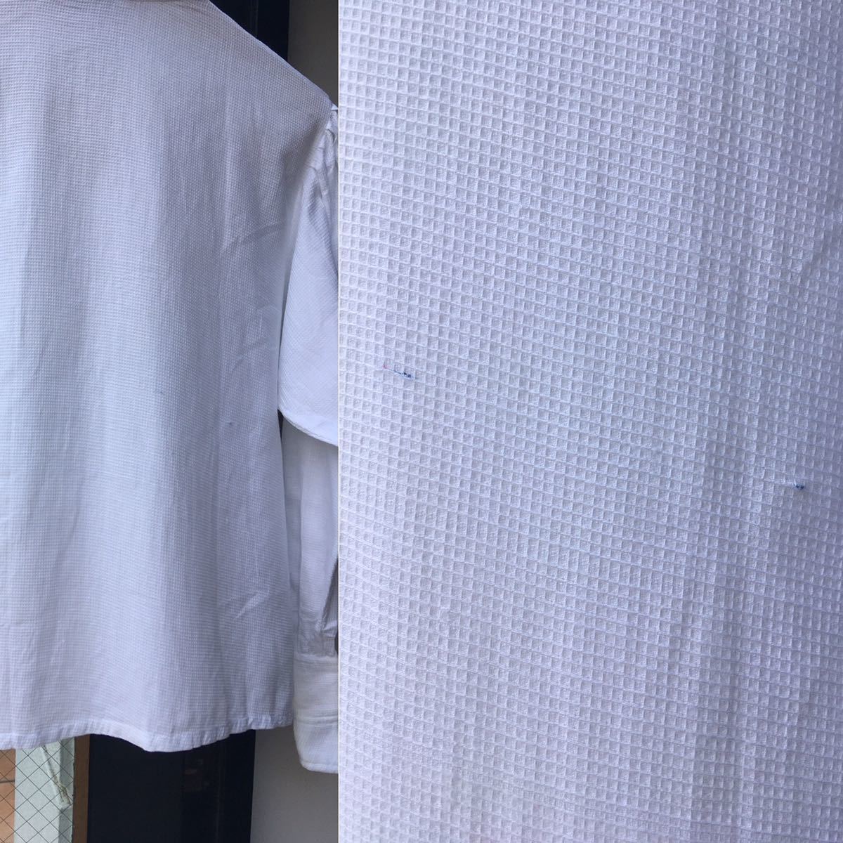 ヨーロッパ古着 ブラウス vintageブラウス フロントプリーツ blouse shirt 長袖シャツ　ボウタイ 蝶ネクタイ LV608_画像9