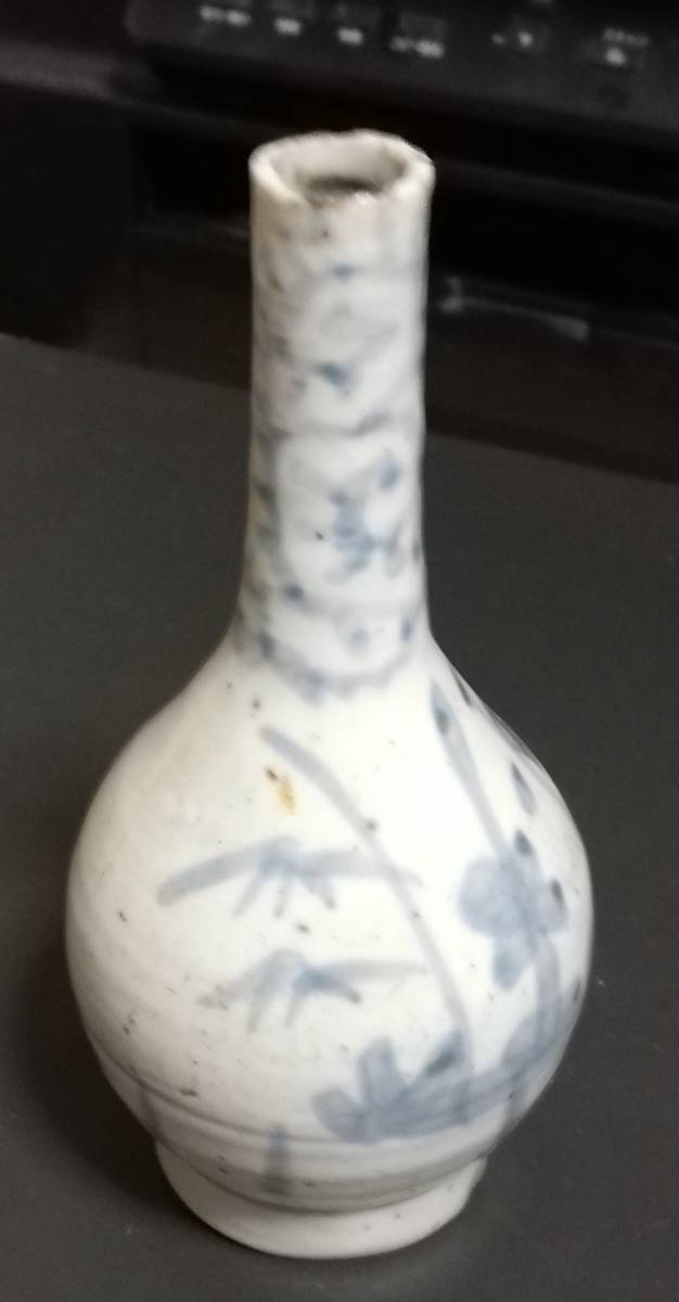 中国清代　青花　染付　天球瓶　花紋　時代保証_画像1