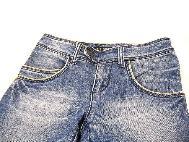 ARMANI JEANS INDIGO 007SERIES アルマーニジーンズ クロップドデニムパンツ ジーンズ 裾ジップ AJ刺繍！ _画像3