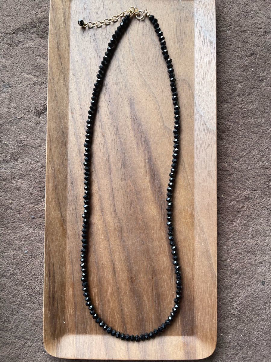 -SUI8- No.29 черный шпинель. колье 14kgf 43cm + 5cm. Black spinel necklace 14kgf 43cm + 5cm