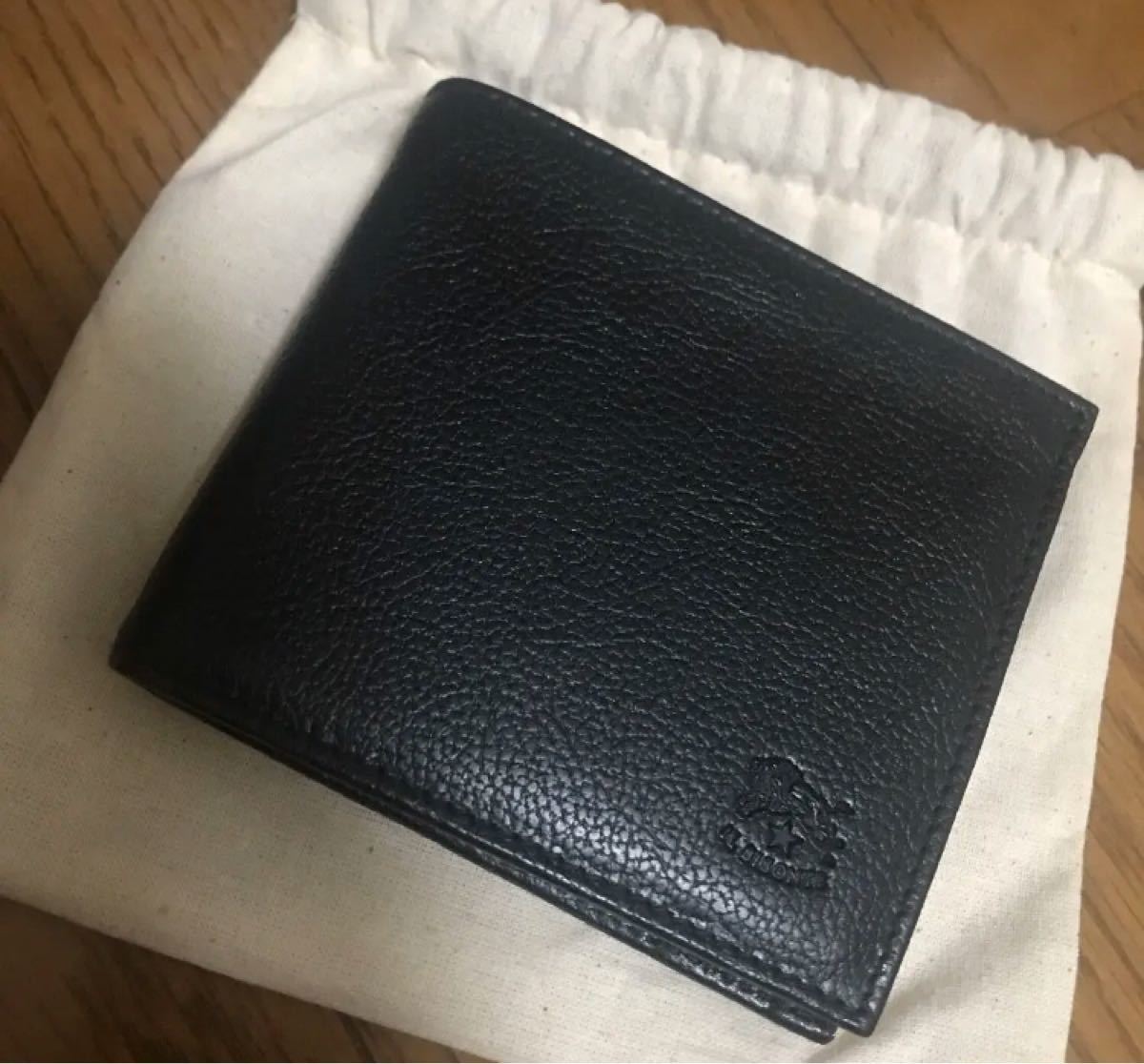 新品 イルビゾンテ 二つ折り 財布 ブラック 札入れ レザー コイン
