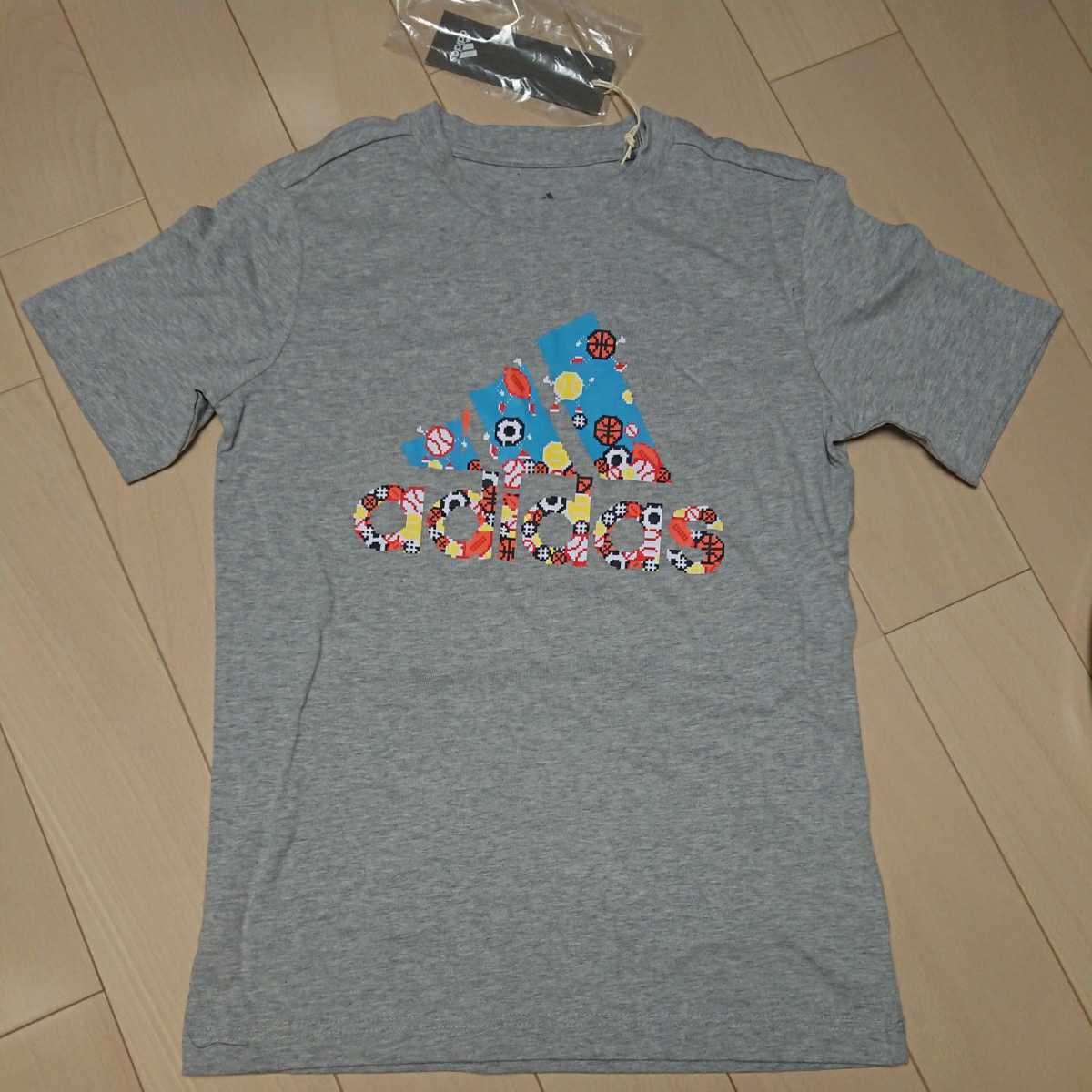 新品タグ付き adidas アディダス Tシャツ 150サイズ グレー_画像1