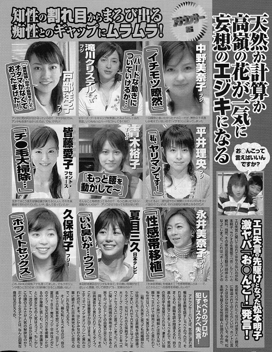 ::切抜 上戸彩 加護亜依 小向美奈子 潮田玲子 古閑美保 上村愛子 青木裕子 皆藤愛子 久保純子 夏目三久 平井理央 滝川クリステル他_画像2