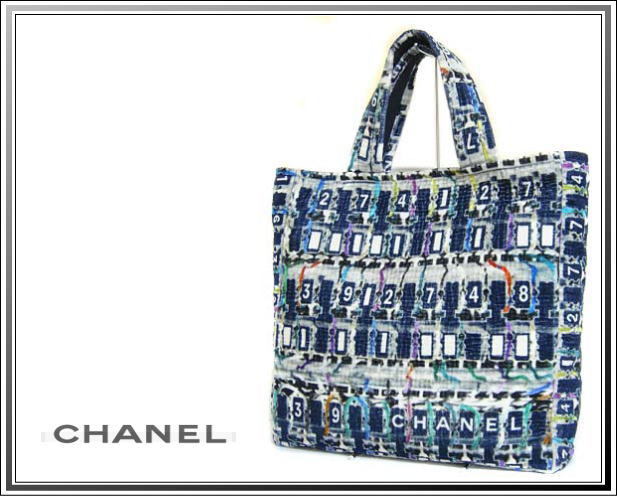 安い ☆美品CHANEL/シャネル パイル ネイビー×マルチ送料税込み