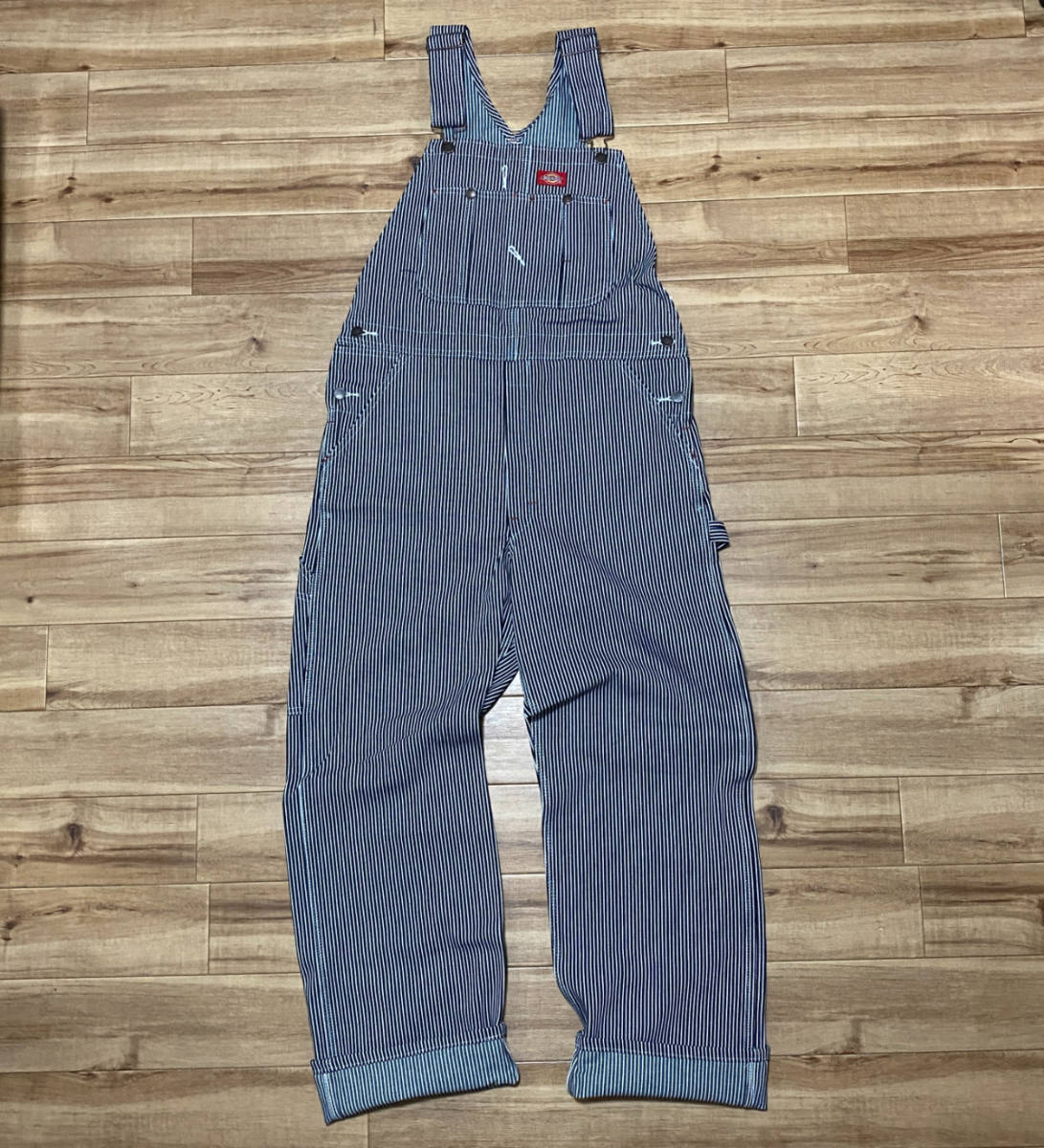 USA正規品 「W40/L32」 Dickies ディッキーズ BIB OVERALL オーバーオール ヒッコリーストライプ (HS) ストリート チカーノ ペインター