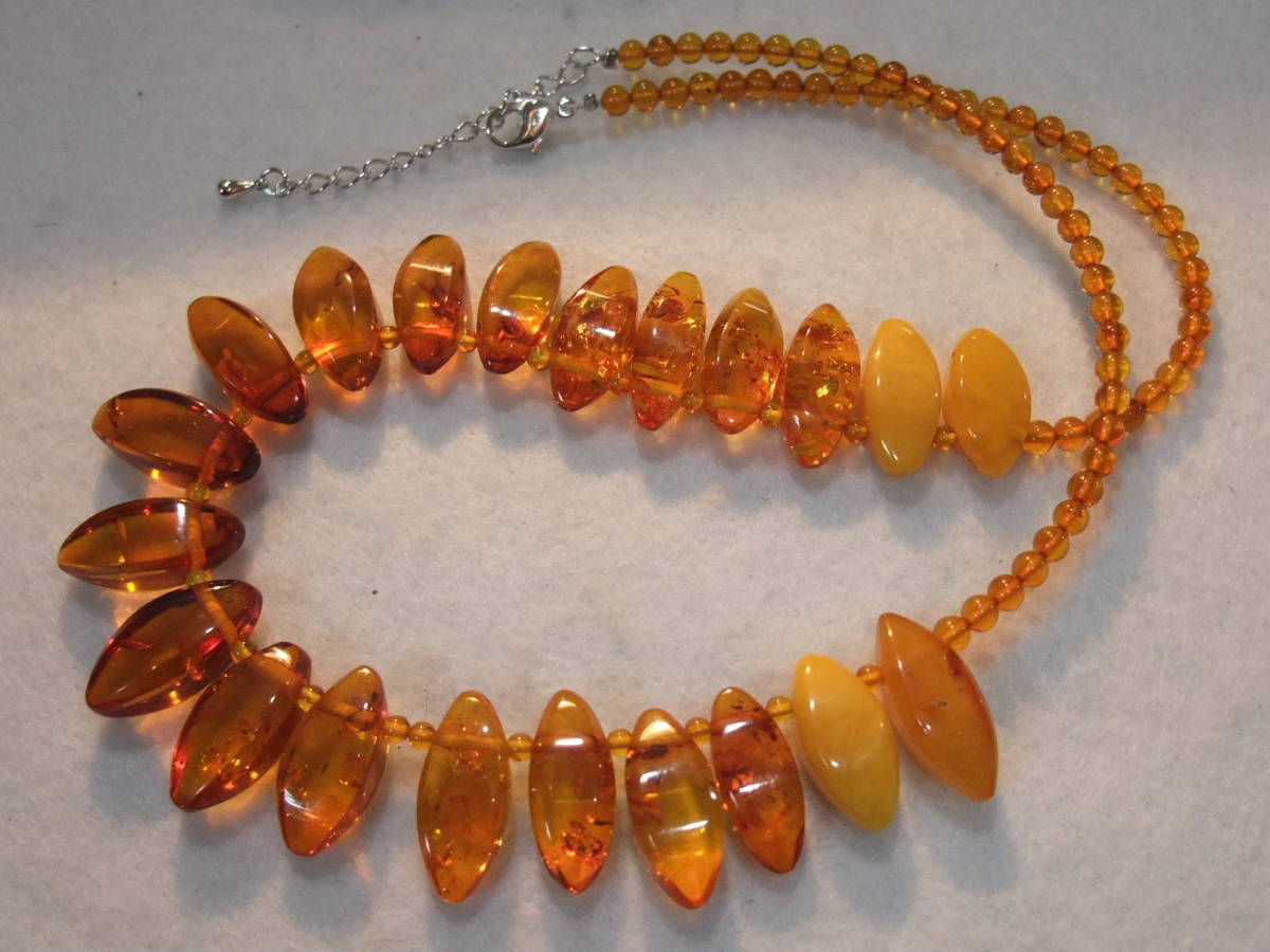 ゴージャス人気!ゴールデン色&ハニカム蜜蝋色!本琥珀amber東欧産こはくアンバーネックレス!大粒ルース!パワーストーン!まとめて色々同梱可9