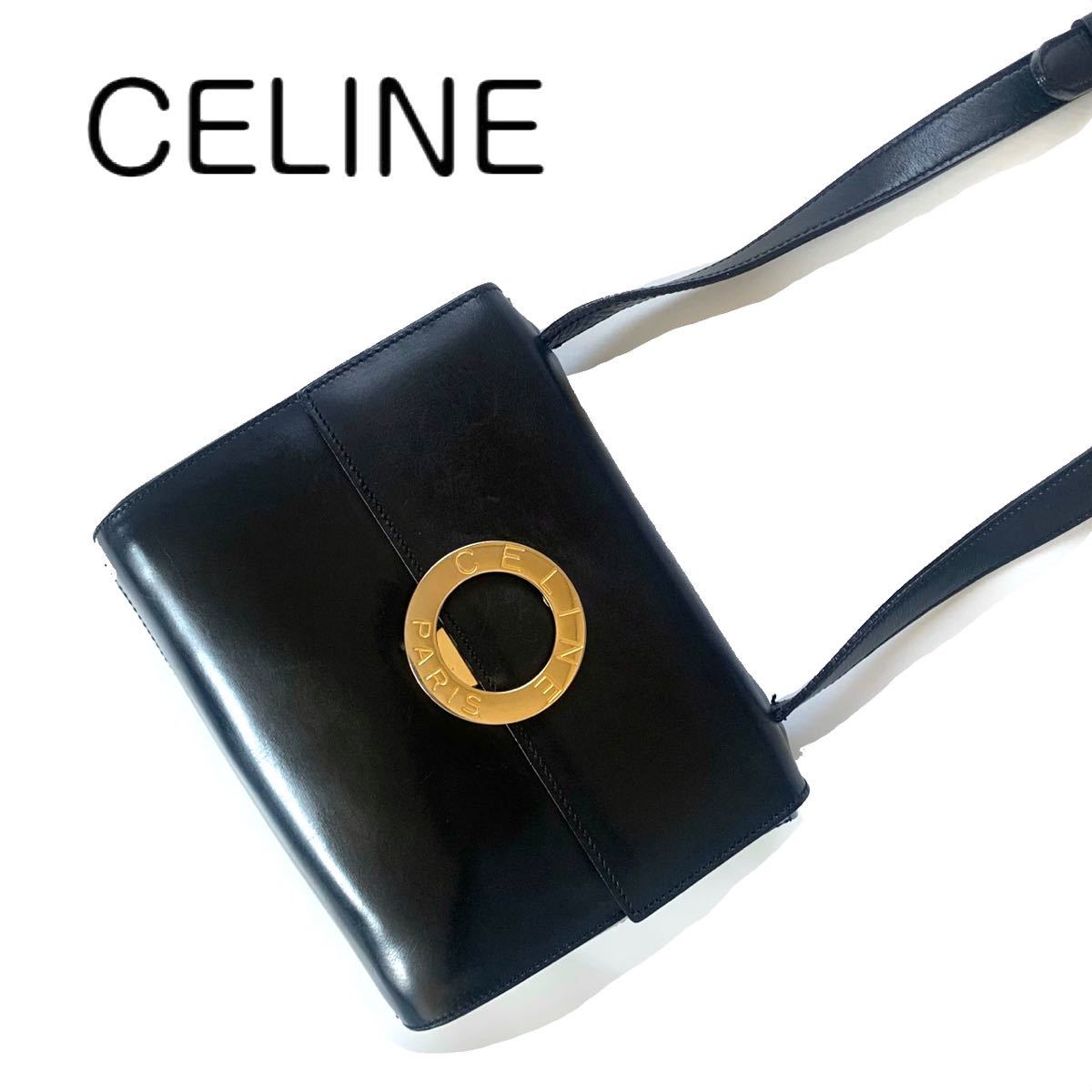 バッグ極美品 CELINE セリーヌ ショルダーバッグ ロゴ型押し 金具