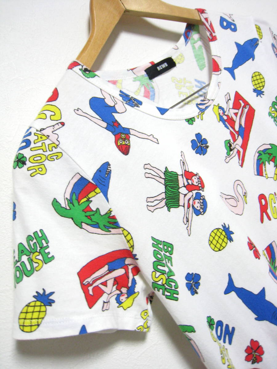 RCWB RODEO CROWNS◆ロデオクラウンズ BEACH HOUSE ビーチハウス 総柄 Tシャツ レディース サイズM_画像3