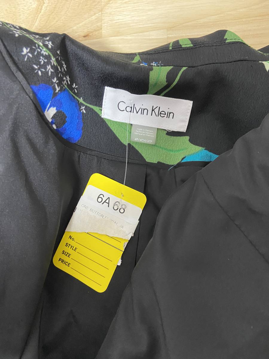 新品 4P/9号 Tadashi Shoji Calvin Klein｜カルバンクライン ジャケット ブラック/ブルー 花柄 BL16614NT_画像9
