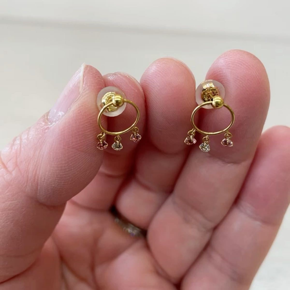 K18 アクアマリン アメジスト ピアス