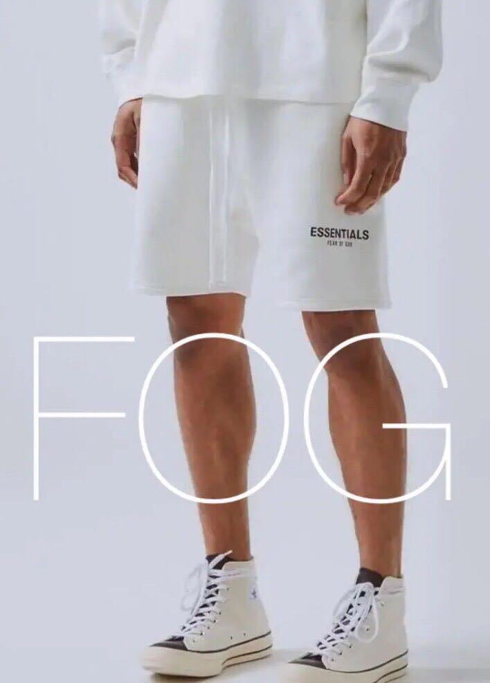 FOG Essentials エッセンシャルズリフレクティブ裏起毛ハーフパンツ ショートパンツ FEAR OF GOD White サイズM