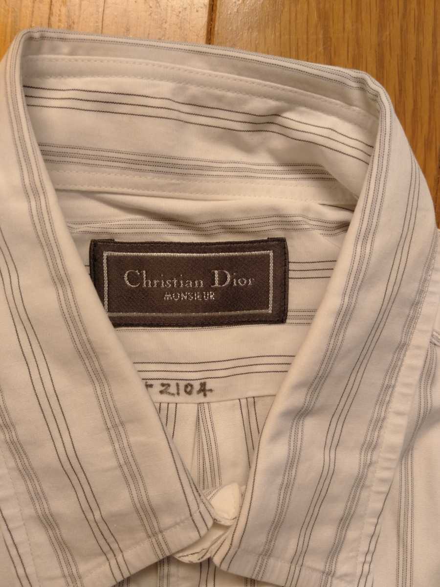 クリスチャンディオール Christian dior 38 37 M コットン100％ ストライプ 長袖シャツ 美品! 格安!_画像2