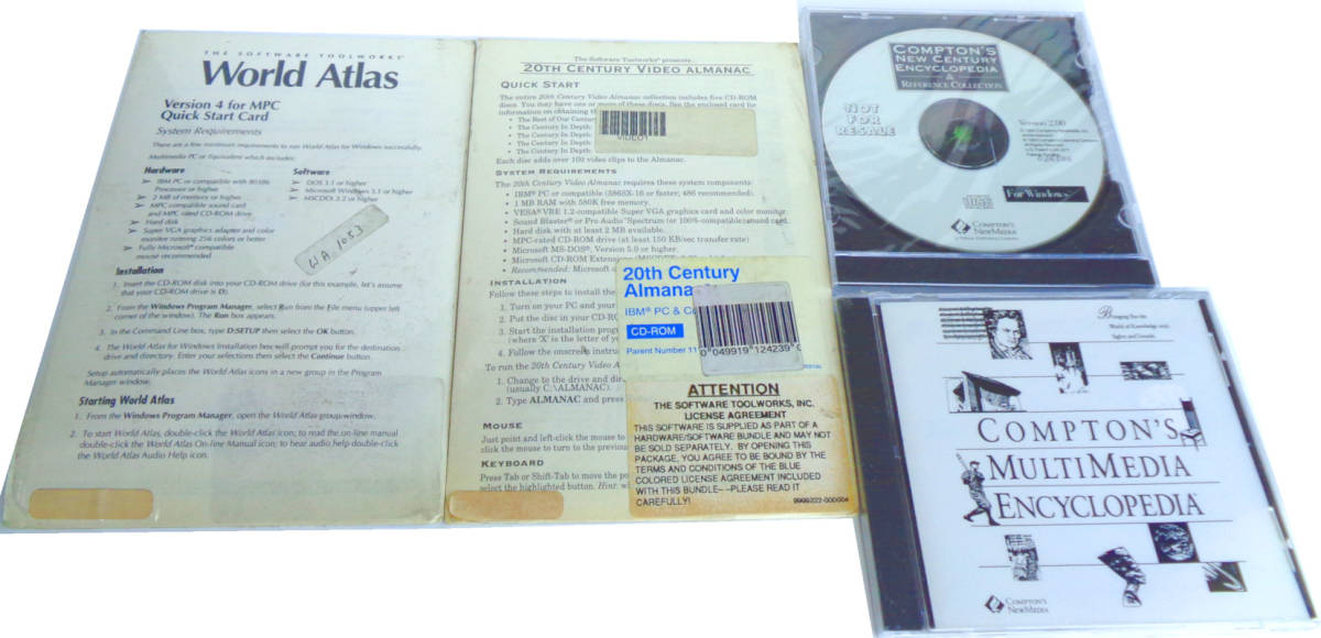 新古品 英語版 DOS Software CD, Encyclopedia, Atlas, Almanac English_画像1
