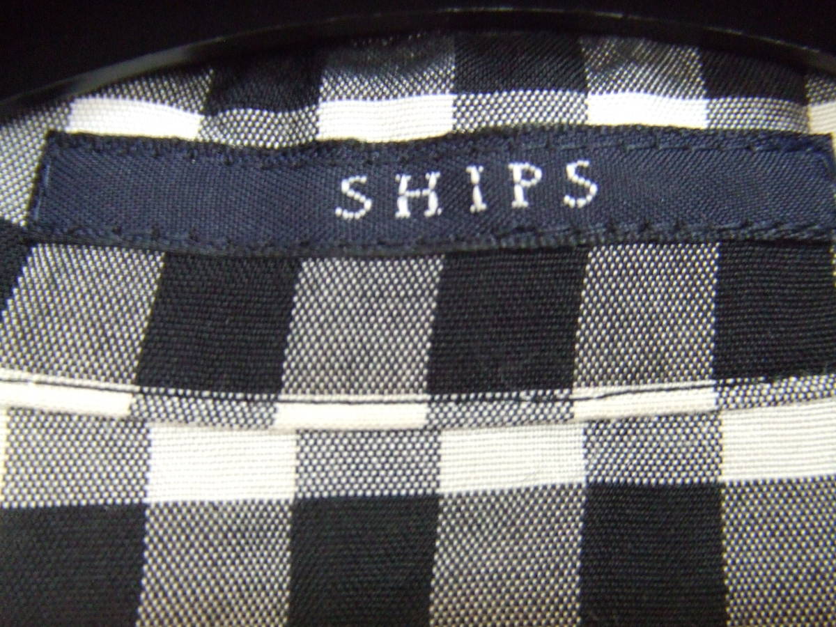 *SHIPS* Ships серебристый жевательная резинка проверка One-piece чёрный × белый 