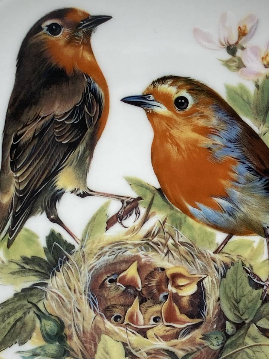 限定品 ドイツ WWF ヨーロッパコマドリ 鳥 野鳥 世界自然保護基金 飾り皿 絵皿 皿 ⑩ 22金 ロビン (793)_画像3