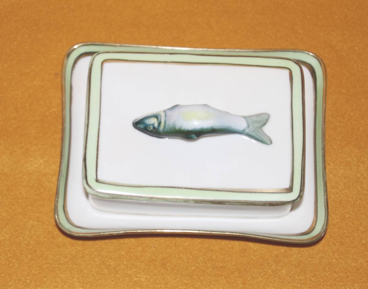 超安い オールドノリタケ さかな(いわし)のつまみの蓋物 オイル オールドノリタケ