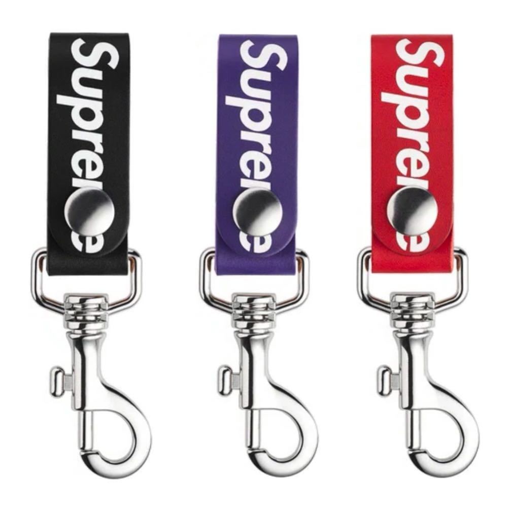 新品未使用】3本セット Supreme Leather Key Loop Black Red Purple
