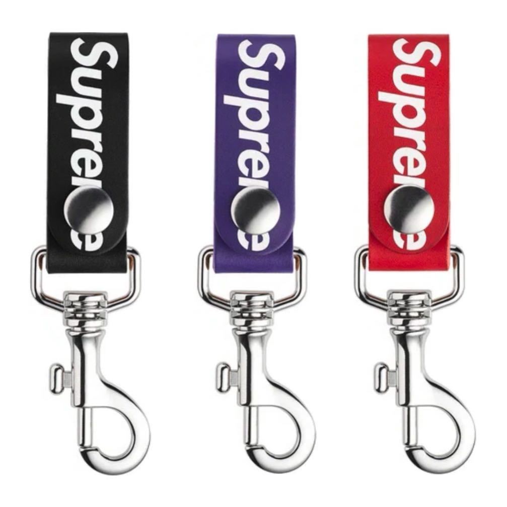 新品未使用】3本セット Supreme Leather Key Loop Black Red Purple シュプリーム レザー キーループ  キーチェーン キーリング