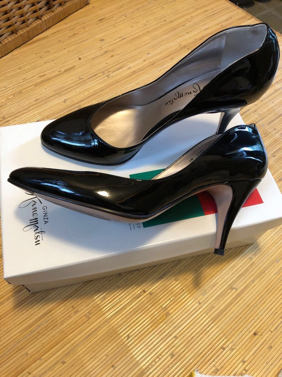 Paypayフリマ 銀座かねまつ 黒エナメルパンプス Paypayフリマ 銀座かねまつ 黒エナメルパンプス