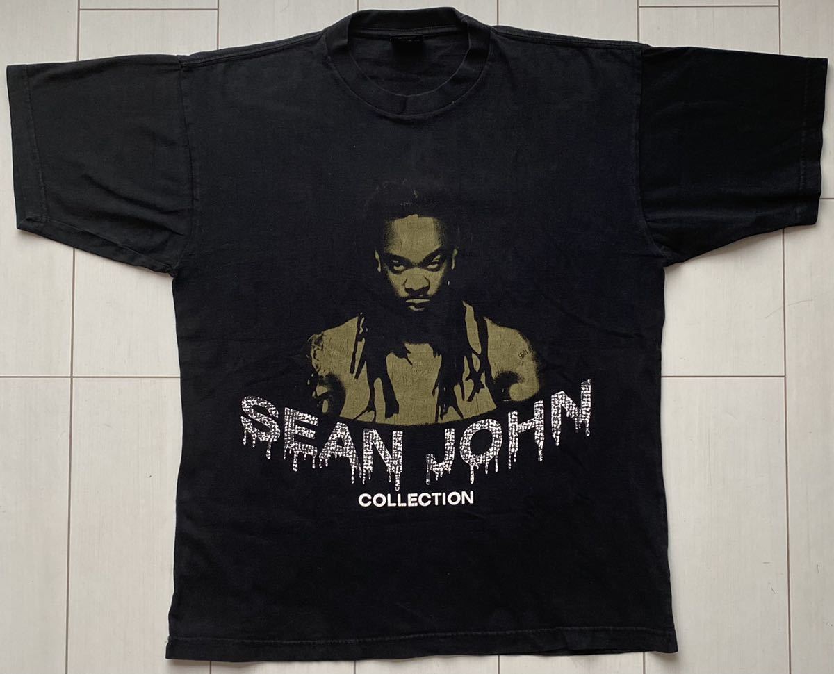 送料無料 美品 90s 00s vintage ビンテージ SEAN JOHN BUSTA RHYMES バスタ ライムス Tシャツ WU DRE  2PAC DMX RAP TEES black ブラック 黒