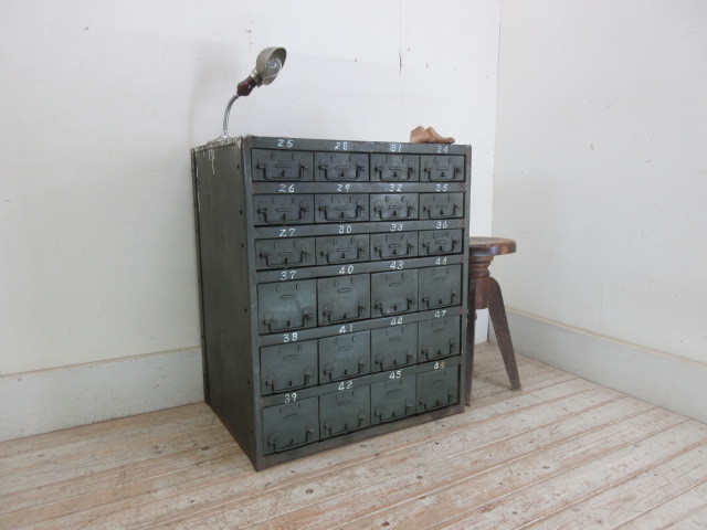  old iron 24 cup drawer I351 antique in dust real storage shelves steel tool box army self .. store furniture Cafe furniture old furniture 