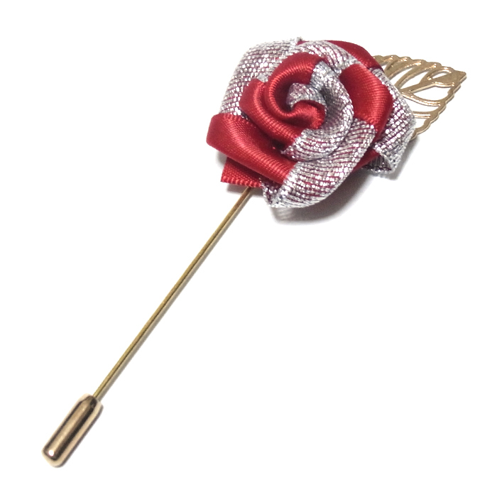 ラペルピン スティック バラ 薔薇 ワインレッド×シルバー pin-0741 年間定番 5☆好評 花