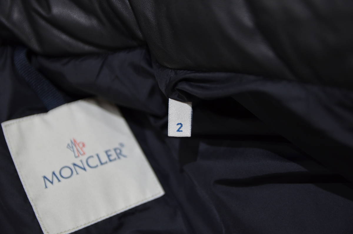 国内正規 MONCLER モンクレール LUMIERE GIUBOTTO 羊革 レザー ダウン ジャケット ブラック 2 Y-297188_画像4