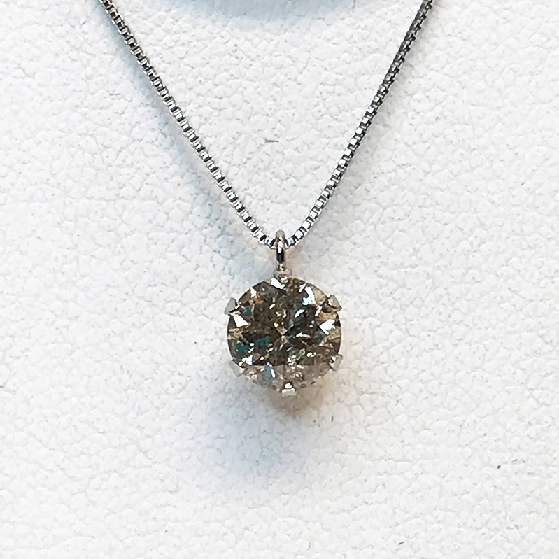 無料発送 シンプル Pt850 一粒ダイヤ ネックレス D0.302ct ネックレス