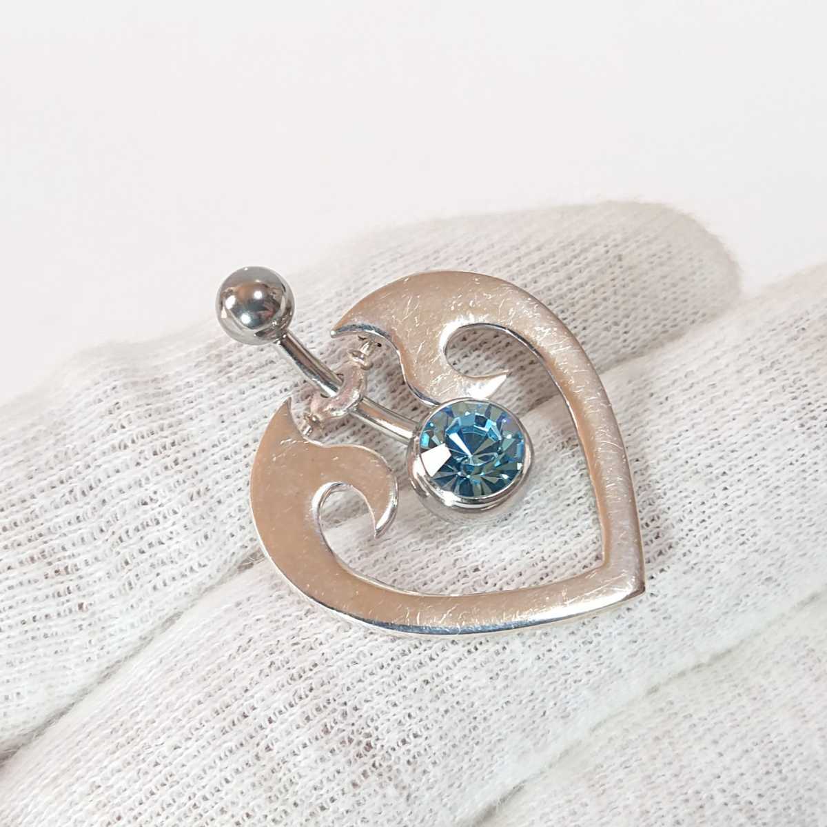 2614 SILVER925 rhinestone to rival Heart body pierce blue silver 925 stainless steel 16G jewel ...pi banana pretty 