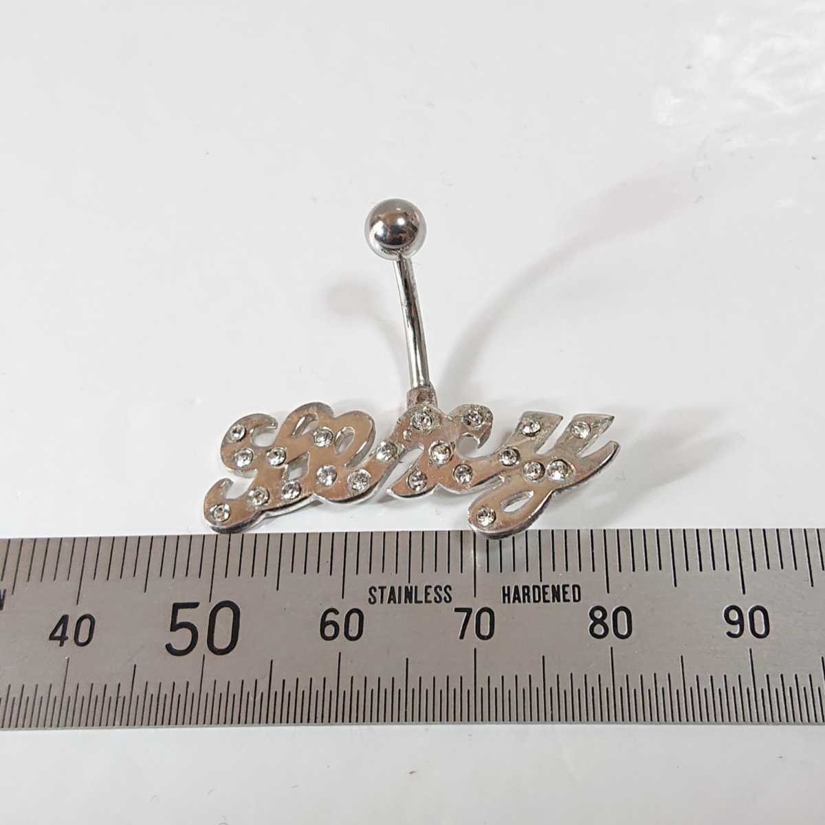 2611 SILVER925 rhinestone Logo Sexy body pierce silver 925 stainless steel 16G character jewel barbell ...pi banana pretty 