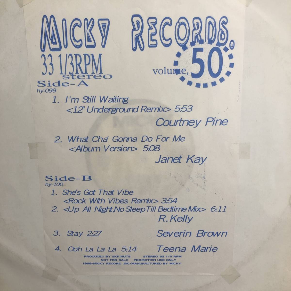 MICKY RECORDS VOLUME 50 courtney pine i'm still waiting r.kelly she's got that vibe_画像1