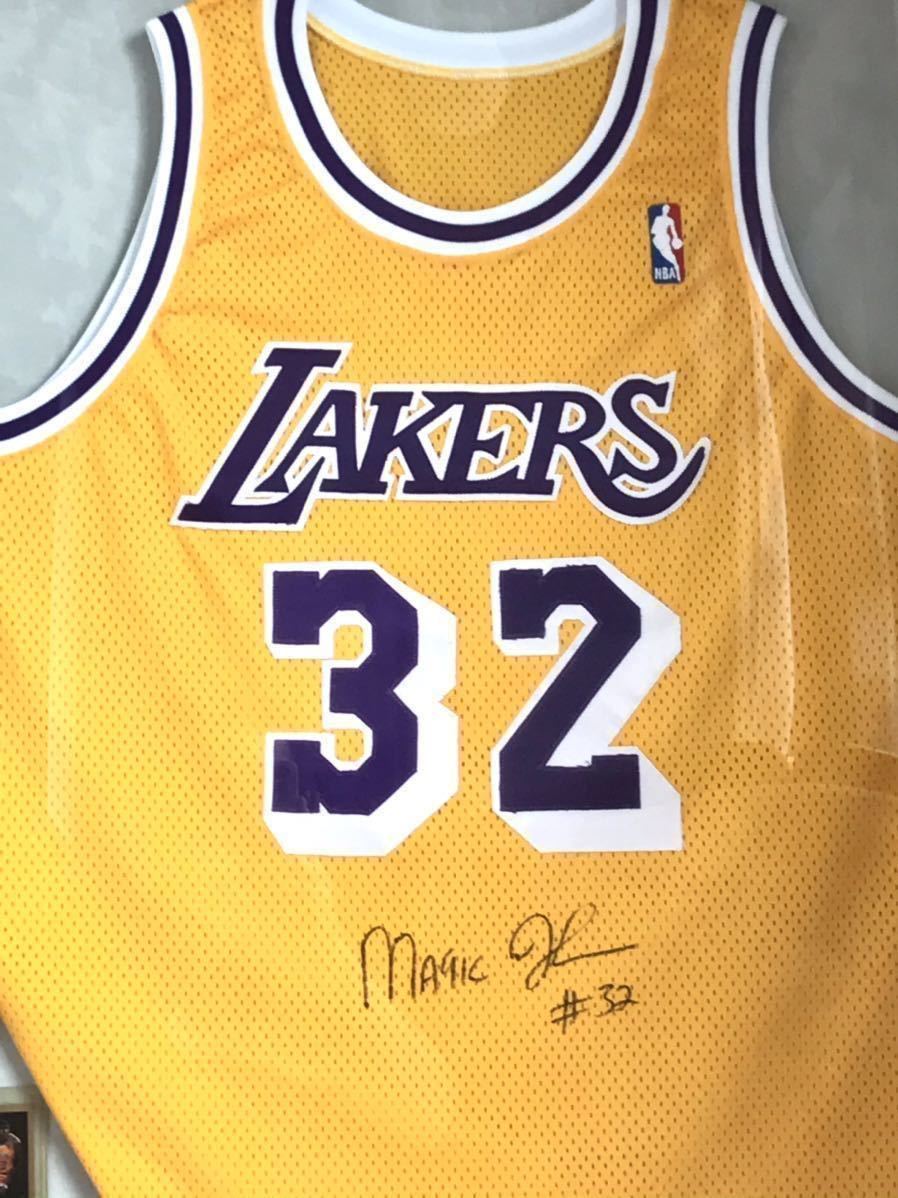 NBA Los Angeles * Ray The Cars Magic * Johnson 95~96 active service last season person himself actual use * with autograph frame uniform 