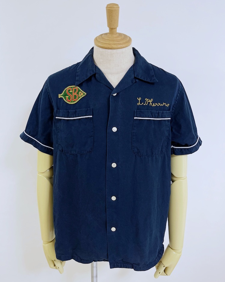  Fellows PHERROW\'S 15 anniversary commemoration DIGO kun badge bo- ring shirt short sleeves LG navy blue navy 