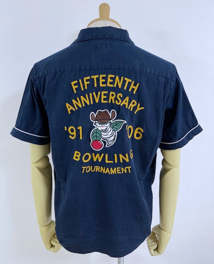  Fellows PHERROW\'S 15 anniversary commemoration DIGO kun badge bo- ring shirt short sleeves LG navy blue navy 