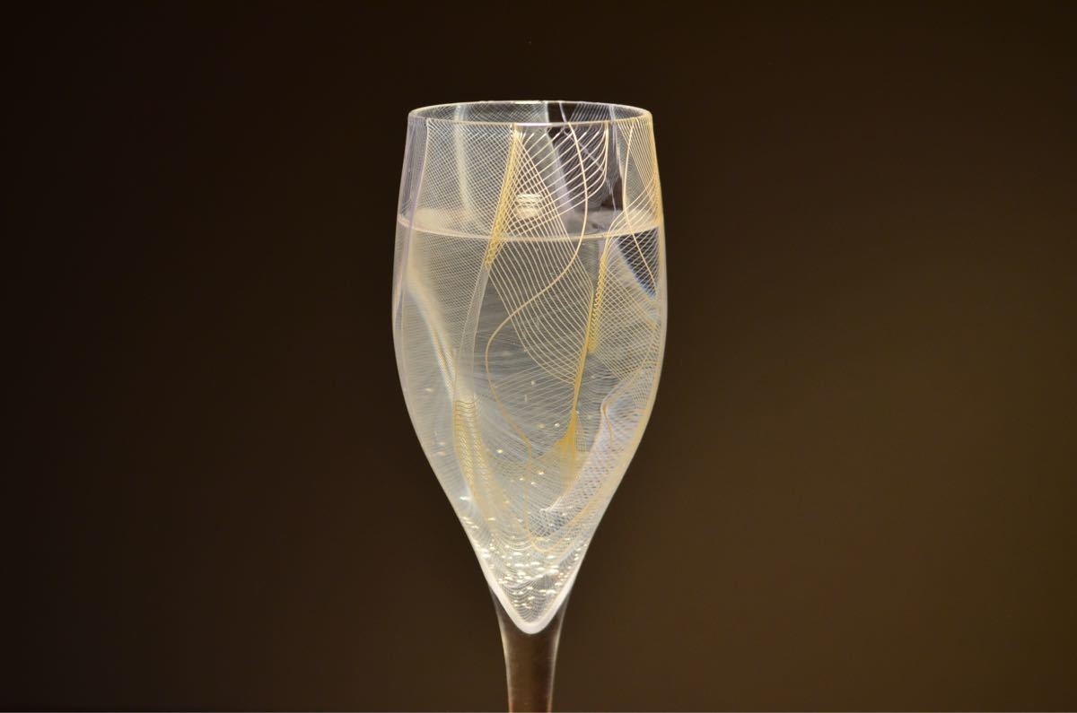 ● 新品 ● 2個セット【 MADE IN JAPAN 】シャンパングラス カクテルグラス　日本酒グラス 酒器　Glass studio MIGAKI _画像3