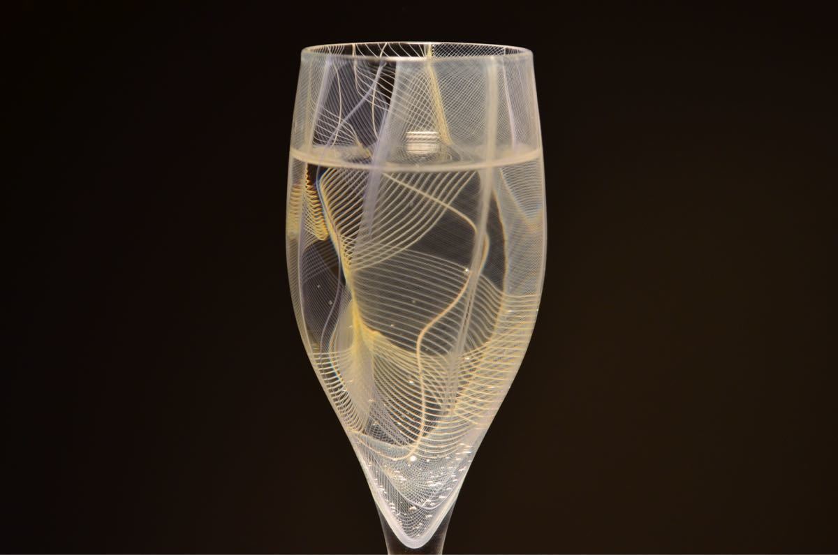 ● 新品 ● 2個セット【 MADE IN JAPAN 】シャンパングラス カクテルグラス　日本酒グラス 酒器　Glass studio MIGAKI _画像1