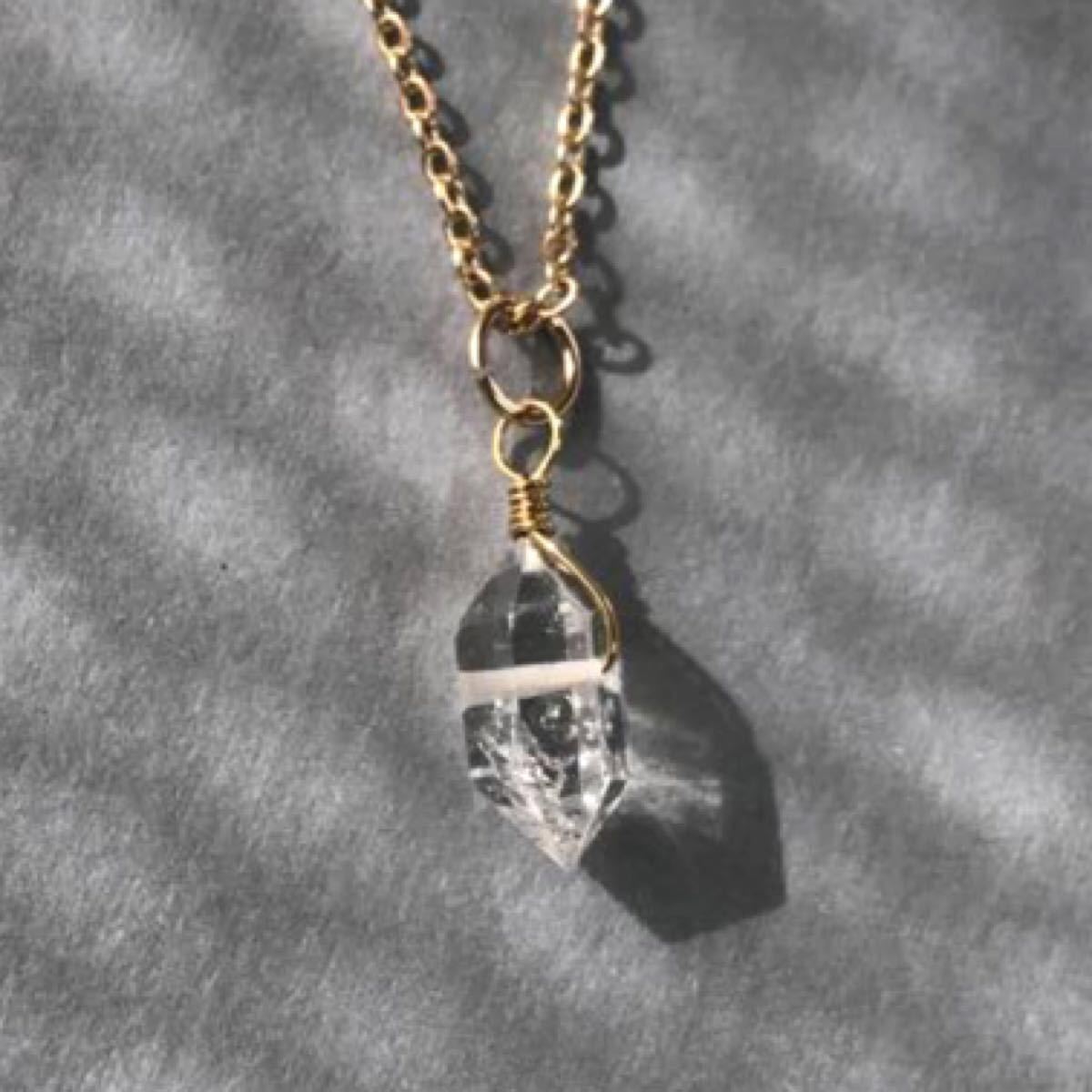 14kgf ハーキマーダイヤモンド ネックレス チャーム 天然石　ネックレストップ　ペンダントトップ　k14gf 大粒